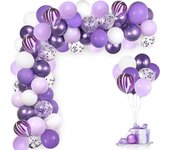 Ubiuo Kit de guirnalda de globos morados Arco de globos morados Macaron Confeti metálico Conjunto de globos teñidos atados morados para baby shower...
