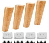 Patas de mesa de madera, pies de madera, pies de muebles, pies de sofá con placas de montaje y tornillos para gabinete, sofá, mesa de centro-15 cm