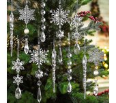 10pcs Adornos Colgantes De Cristal De Navidad Decoraciones De Árbol De Navidad Copos De Nieve Y Carámbanos Retorcidos Transparentes Con Impresionan...