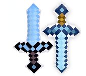 Minecraft Square Grass Césped Tirar Almohada par de espadas