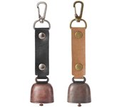 2pcs Bear Bells, Pu Leather Loud Bear Bells, Bear Bell para senderismo, Dog Collar Bell Pet Bells Tracker Keychains para la supervivencia Negro marrón