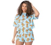 Garfield Mujer Manga Corta Pierna Corta Pijama Set Azul Garfield All-Over Print Medium