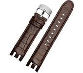 21 MM Correa de Correa de Reloj de Cuero Suave Grano de Cocodrilo Vintage para Swatch YRS403 Brown 3