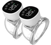 Paquete de 2 extractores de leche portátiles eléctricos, extractor de leche materna doble inalámbrico eléctrico, 3 modos 9 niveles manos libres baj...