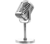 Accesorios de micrófono vintage mejorados Modelo Retro Micrófono Mesa de escenario Decoración Plata