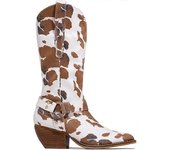 Cow Print Cowgirl Boots Block Chunky Heel Mid Calf marrón 39