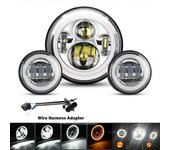Para la luz de la motocicleta Harley Davidson Electra Glide Softail Fat Boy Touring 7 pulgadas Motor LED Faro delantero con faros antiniebla de 4,5...