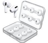 12 piezas de almohadillas de repuesto para almohadillas de silicona AirPods Pro con caja de almacenamiento portátil (blanca) (6 pares)