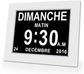 Calendario de reloj digital LCD de 8" con fecha, día y hora | Reloj de Alzheimer | Es para padres, abuelos y niños-Walkbee blanco