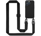 Apple Funda de teléfono móvil para iPhone 13 PRO MAX Funda protectora de silicona con cable ajustable en longitud NEGRO LÍQUIDO