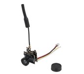 Mini cámara FPV AIO 5.8G 25MW 40CH 800TVL Transmisor LST-S2 + Cámara FPV con piezas OSD para RC Raci Negro