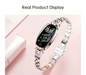 Pulsera inteligente H8 HD Pantalla a color Frecuencia cardíaca Presión arterial Monitoreo de salud Mujeres IP67 Pulsera impermeable Tres colores di...