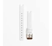 Para correa de reloj de cuero genuino Garmin Lily 14MM Cinturón inteligente de acero inoxidable Blanco