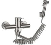 Grifo de cocina de un solo mango montado en la pared con ducha de mano, con pistola pulverizadora, fregadero de cocina, grifo de acero inoxidable, ...