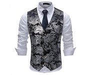 Sliktaa Hombre Hipster Metálico Paisley Estampado Cuello En V Traje Chaleco Chaleco Esmoquin