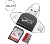Lector de tarjetas SD 4 en 1 para iPhone que lee ambas memorias SD TF simultáneamente-bueno negro