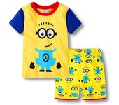 4-7 años Niños Niños Niñas Minions Pijama de dibujos animados Camiseta de manga corta Conjunto de pantalones cortos Ropa de estar por casa de veran...