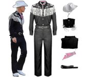 Película Ken Ryan Gosling Cosplay Disfraz Hombres adultos Vaquero Camisa Pantalones Sombrero Cinturón Bufanda Traje Rendimiento Halloween Uniforme ...