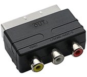 Scart To 3 Rca Phono Adapter Converter Av Tv Audio para Video Dvd Televisión