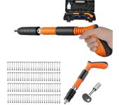 Clavadora de aire integrada, clavadora de uñas de acero manual de 3 engranajes de potencia con clavos redondos de 50/100 piezas, 100% nueva Pistola...