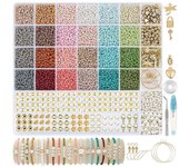 Cuentas de semillas de vidrio de 3 mm para hacer pulseras, juego de pulseras de cuentas de 24 colores, manualidades de bricolaje para edades de 6 a...