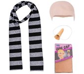 4 piezas de mi villano favorito Gru Cosplay Accesorios de disfraces para adultos Fiesta de Halloween Disfraz Bufanda a rayas grises negras Nariz po...