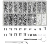 Kit de herramientas de reparación de gafas 1000 piezas Surtido de tornillos y tuercas para gafas con mini destornillador y pinza Plata