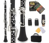 Clarinete de 17 teclas Baquelita Niquelado Negro Estudiante Clarinete en Sib con estuche Nuevo