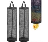 Unbrand Soporte de bolsa de plástico de 2 piezas, soporte de bolsa de supermercado, dispensador de bolsas de almacenamiento colgantes de malla, bol...
