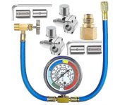 Kit de manguera de recarga de freón para refrigerador R134a, medidor de manguera de carga de refrigerante de CA R134a, perforación Valv-a bluesilver