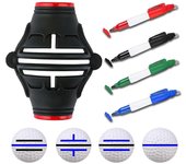 Plantilla de marcador de bolas de golf con rotuladores de 4 colores, marcadores de bolas de golf de triple línea 360/180, Golf Ba Como se muestra