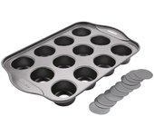 Mini molde para tarta de queso de 12 cavidades con fondo extraíble de 12 piezas gris