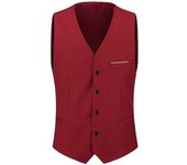 Yynuda Chaleco Formal Slim de Negocios para Hombre - Chaleco de Traje de Color Sólido Rojo L