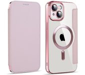 Shield MagSafe Funda de cuero para iPhone 15 Plus Rosa