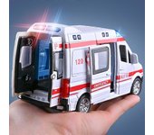1:32 Simulación Modelo de ambulancia Aleación Pull Back Sonido y luz de fundición a presión Coche Juguete Policía Coche especial Regalo de juguete ...