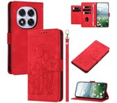 Para Xiaomi Redmi Note 14 Pro 5G Tulip Leather Case Funda para teléfono con cartera de 5 ranuras para tarjetas - Rojo Multicolor Red