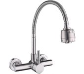 1mor Grifo de cocina montado en la pared 304 Grifo de fregadero de acero inoxidable 360 Grifo de fregadero giratorio con manguera flexible