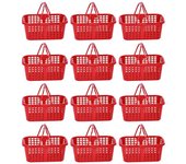 20 piezas Contenedores Juguetes Caja de supermercado Plástico Cesta de la compra Juguetes Contenedor de basura apilable Rojo 23.5x17cm