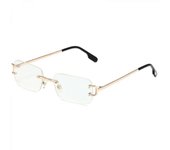 SSRGV Vintage Gafas de sol rectangulares sin montura Gafas de sol sin montura de metal dorado con lente tintada para mujeres y hombres oro
