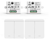 Interruptor de pared de luz inalámbrica 2PCS RF 433Mhz Receptor de relé con 2x 2Gang Interruptor de panel Control remoto LED para lámpara LED Blanco