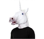 Máscara de cabeza de unicornio Máscara de unicornio Caballo de látex compatible con disfraz Fancy Dress Party Halloween, espeluznante máscara de go...