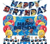 Smggv Decoraciones sónicas de la fiesta de cumpleaños Cumpleaños de los niños Tirar de la bandera Pastel Tarjeta Arreglo del juego de globos Regalo...