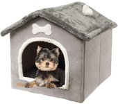 Casa para perros interior, cama plegable para perros, casa para perros, casa para perros, cueva para gatos de felpa con cojín extraíble, casa para ...