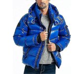 Chaqueta globo de invierno para hombre con capucha Azul L