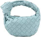 Real cuero de vaca cuero nudo bolso tejido bolsos hechos a mano ing bolsas de gran capacidad azul