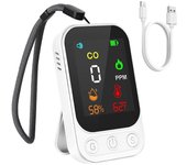Detector de monóxido de carbono 3 en 1 monitor de temperatura de CO con pantalla HD de 2,48 pulgadas e indicador visual para Blanco