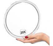 Espejo de aumento 20x con ventosas (16,2 cm redondo) - Perfecto para espejo de maquillaje - Depilación - Depilación - Deeliminación