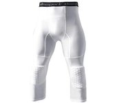 Leggings de baloncesto con rodillera para hombres 3/4 pantalones de compresión Pantalones deportivos Multi-way Blanco S