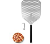 Pala de pizza perforada dural de 14 pulgadas Pala de pizza de conexión Horno grueso que voltea y transfiere Pi plata