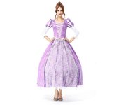 Disfraz de princesa de Halloween para mujeres adultas Renacimiento medieval Vestido largo de princesa Rapunzel enredado púrpura Blanco M